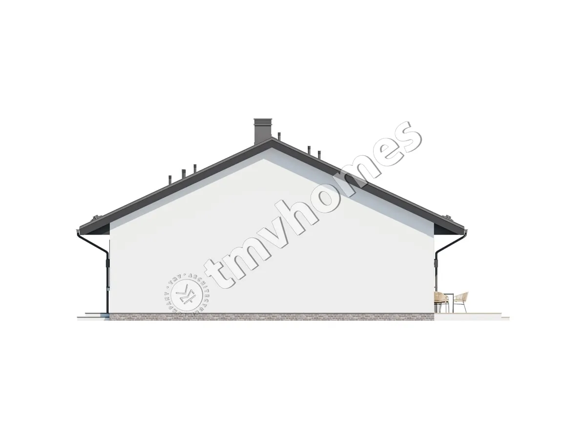 Projekt domu jednorodzinnego o pow. 170 m²: Parterowy, 2 Sypialnie, Gabinet, 2 Łazienki, Otwarta kuchnia