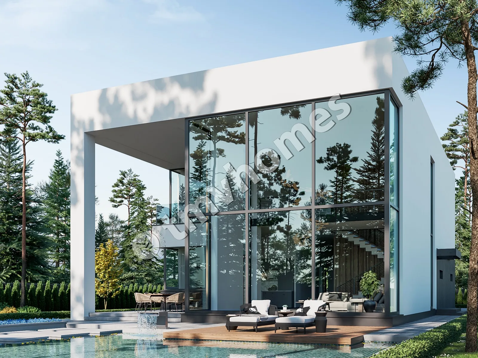 Projekt domu jednorodzinnego o pow. 415 m²: Piętrowy, 3 Sypialnie, Gabinet, 4 Łazienki, Otwarta kuchnia, Garaż