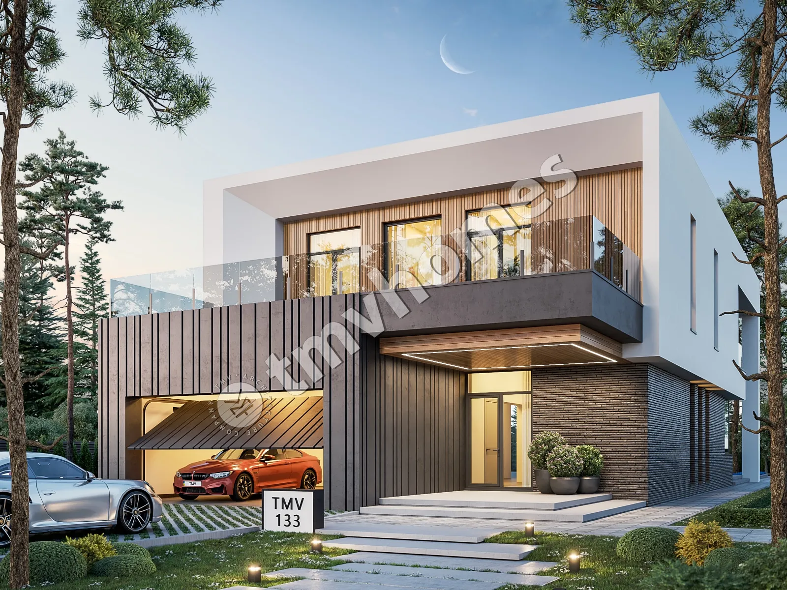 Projekt domu jednorodzinnego o pow. 415 m²: Piętrowy, 3 Sypialnie, Gabinet, 4 Łazienki, Otwarta kuchnia, Garaż