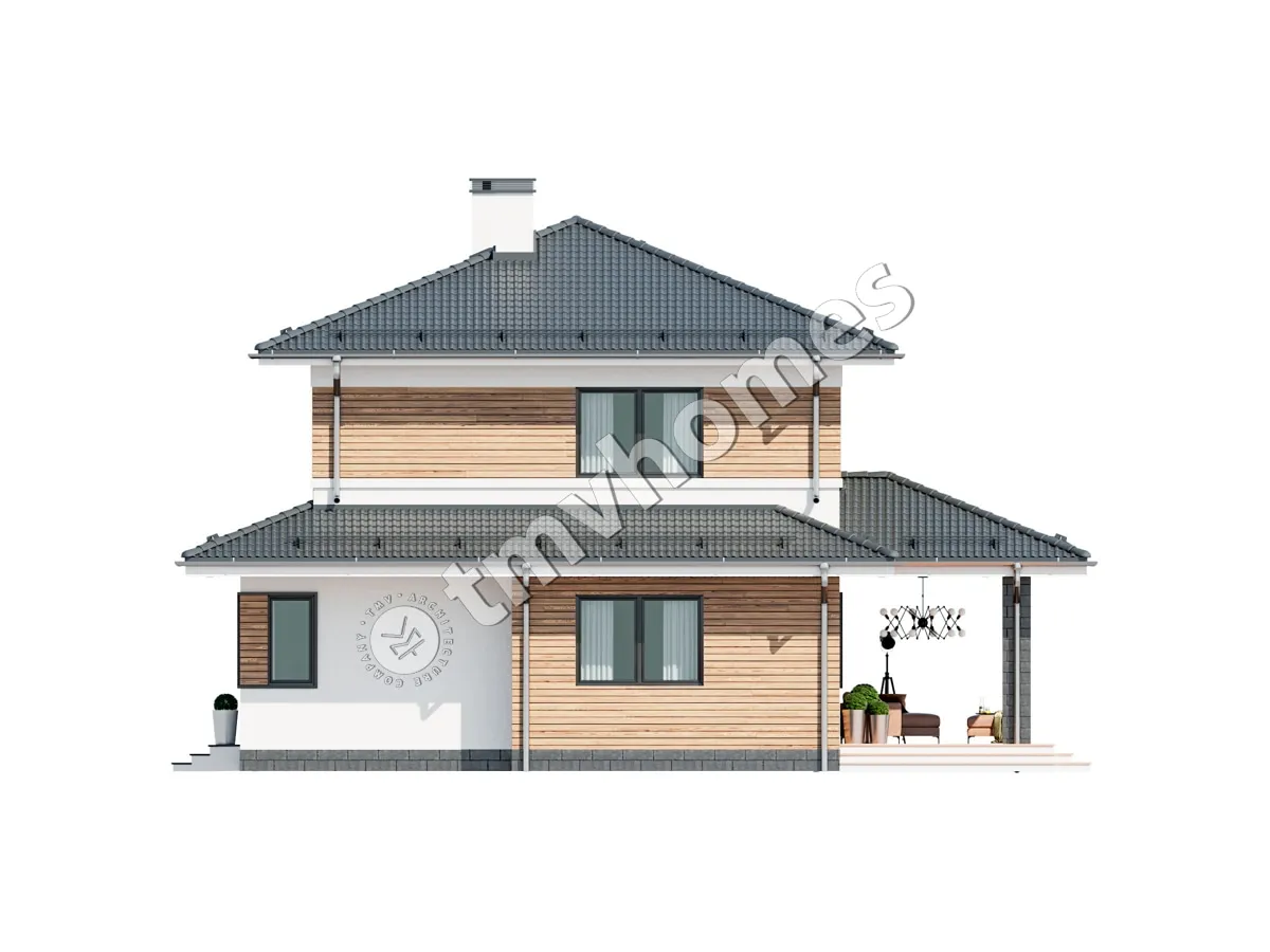 Projekt domu jednorodzinnego o pow. 185 m²: Piętrowy, 3 Sypialnie, 3 Łazienki