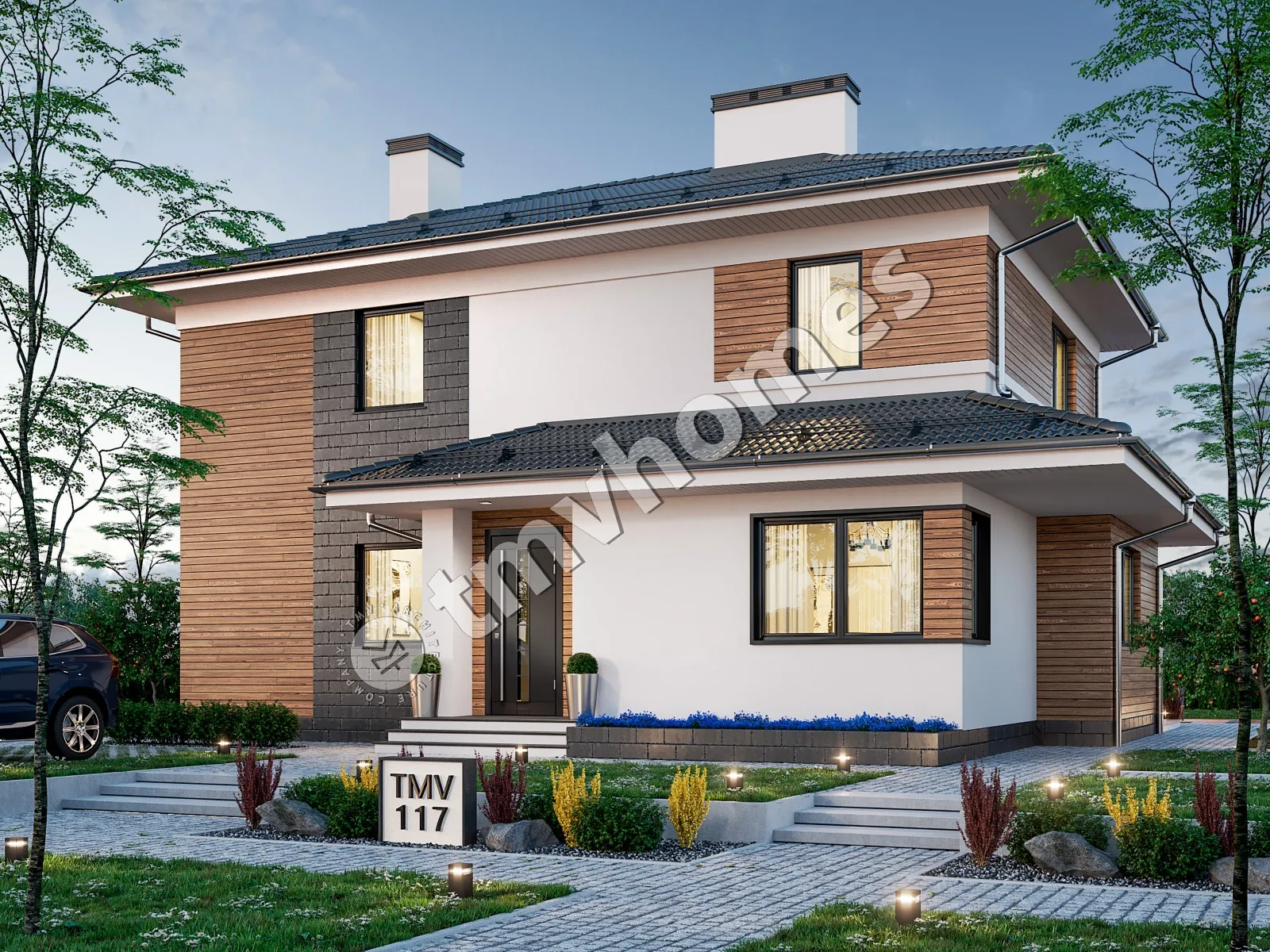 Projekt domu jednorodzinnego o pow. 185 m²: Piętrowy, 3 Sypialnie, 3 Łazienki