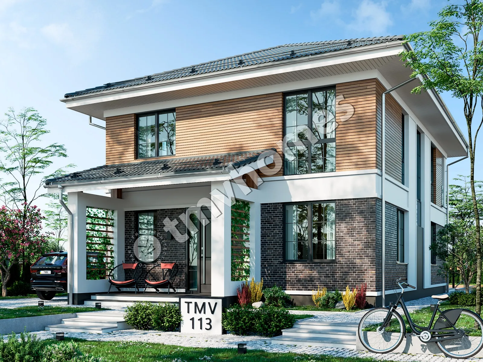 Projekt domu jednorodzinnego o pow. 182 m²: Piętrowy, 5 Sypialnie, 2 Łazienki, Otwarta kuchnia