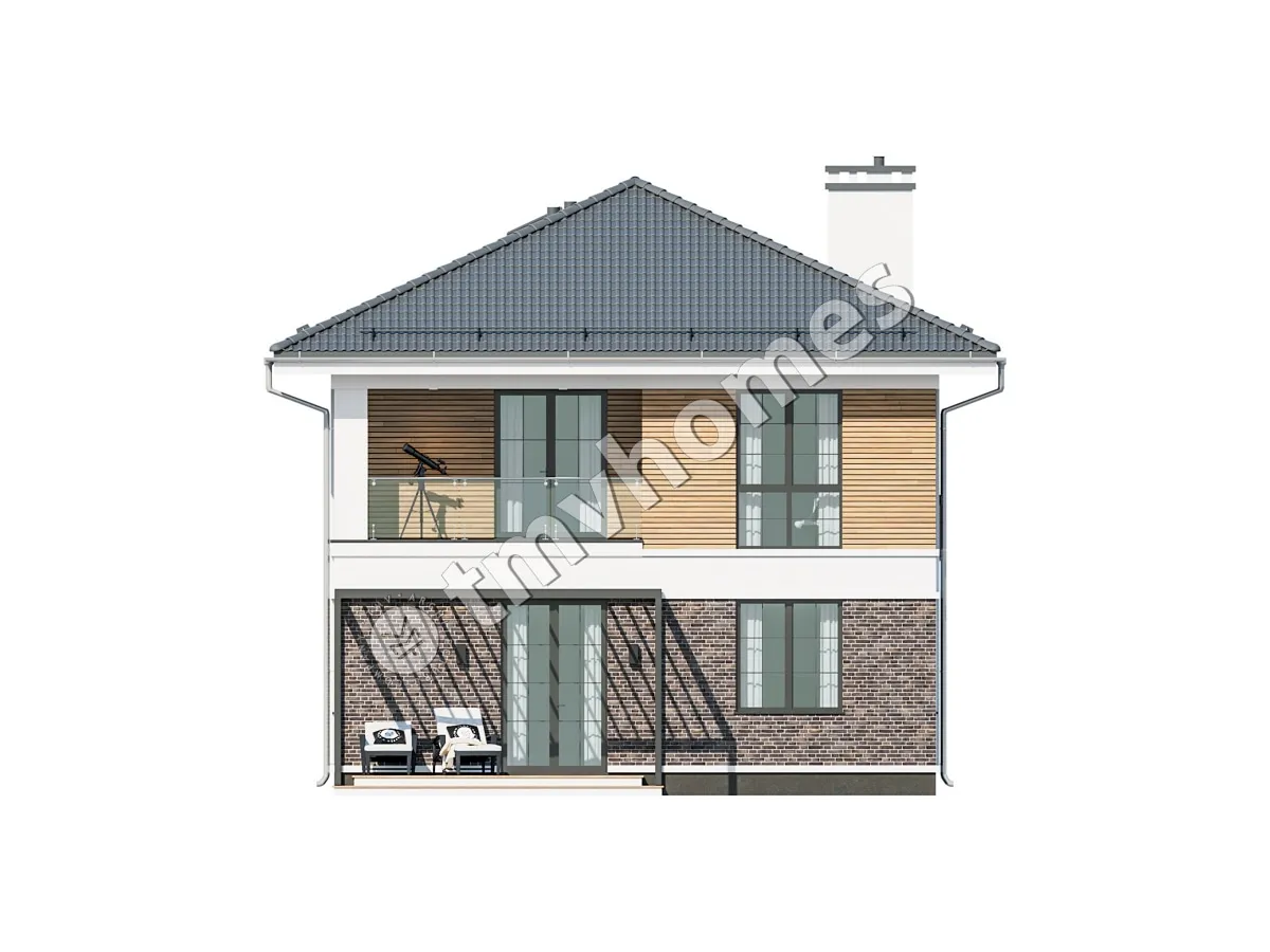 Projekt domu jednorodzinnego o pow. 182 m²: Piętrowy, 5 Sypialnie, 2 Łazienki, Otwarta kuchnia