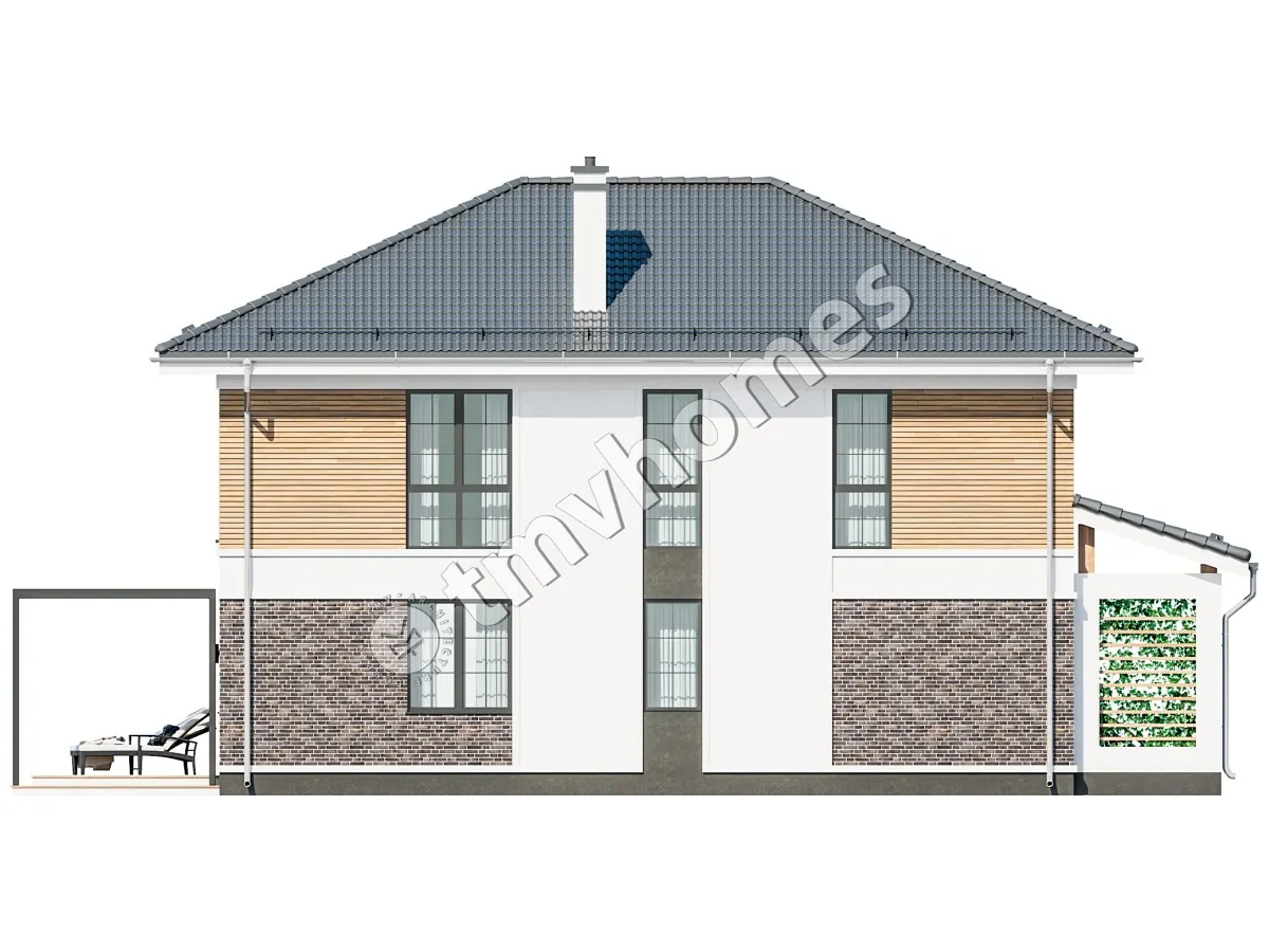 Projekt domu jednorodzinnego o pow. 182 m²: Piętrowy, 5 Sypialnie, 2 Łazienki, Otwarta kuchnia
