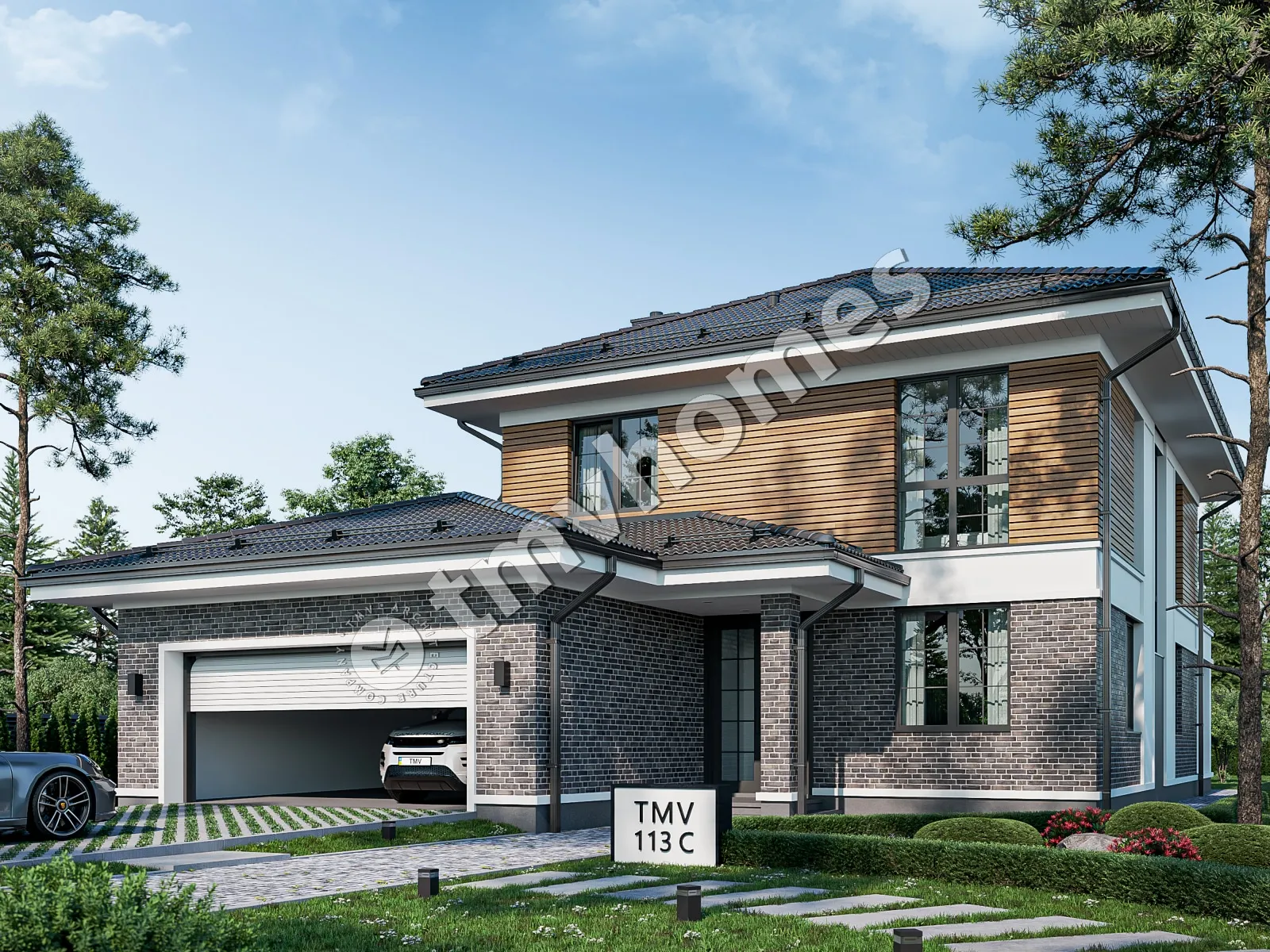 Projekt domu jednorodzinnego o pow. 227 m²: Piętrowy, 4 Sypialnie, 3 Łazienki, Otwarta kuchnia, Garaż