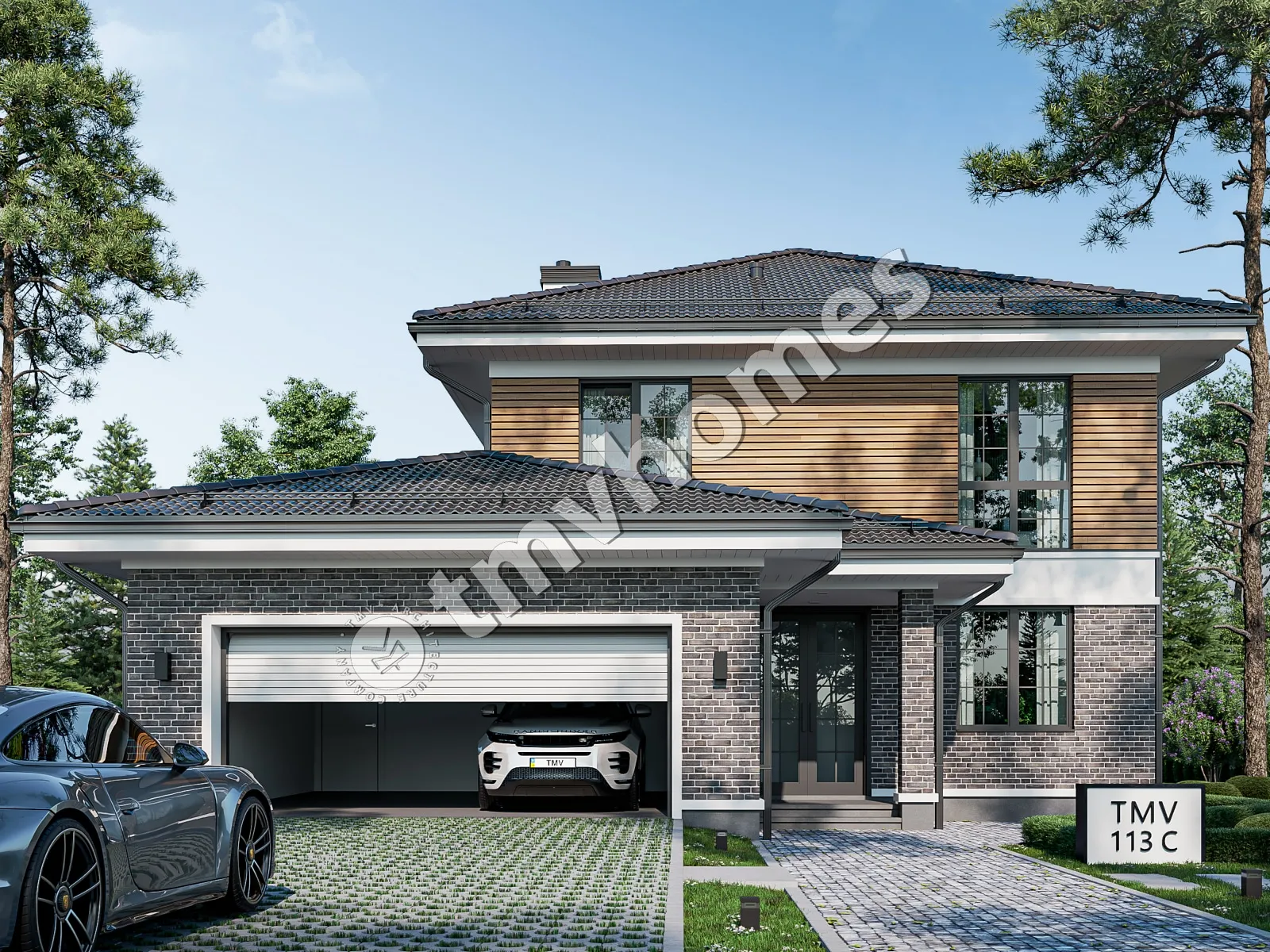 Projekt domu jednorodzinnego o pow. 227 m²: Piętrowy, 4 Sypialnie, 3 Łazienki, Otwarta kuchnia, Garaż