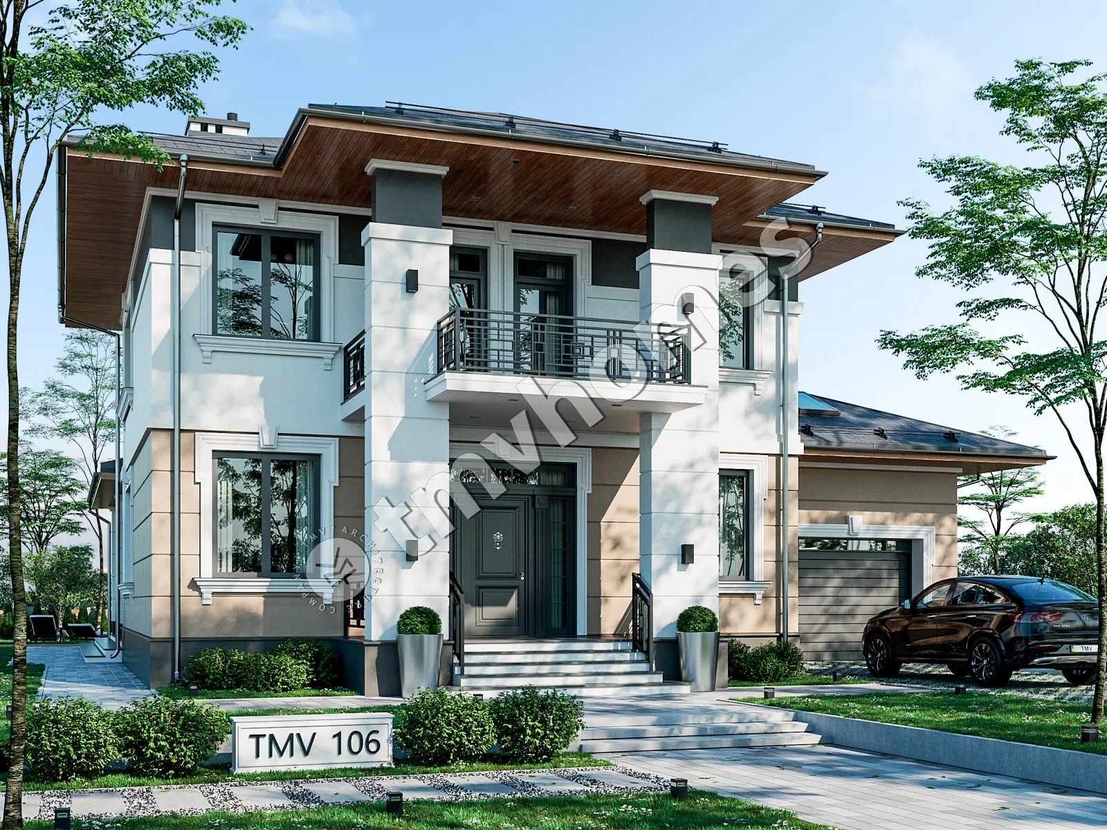 Projekt domu jednorodzinnego o pow. 332 m²: Piętrowy, 3 Sypialnie, 3 Łazienki, Otwarta kuchnia, Garaż