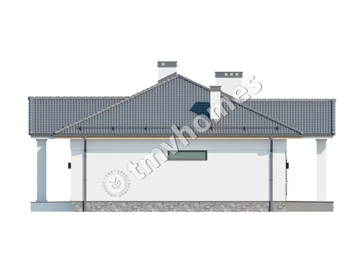 Projekt domu jednorodzinnego o pow. 111 m²: Parterowy, 3 Sypialnie, 2 Łazienki, Otwarta kuchnia