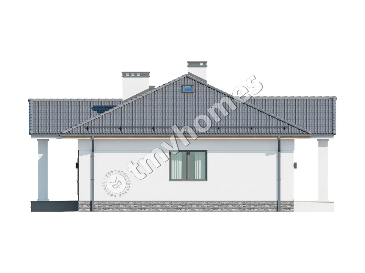 Projekt domu jednorodzinnego o pow. 111 m²: Parterowy, 3 Sypialnie, 2 Łazienki, Otwarta kuchnia