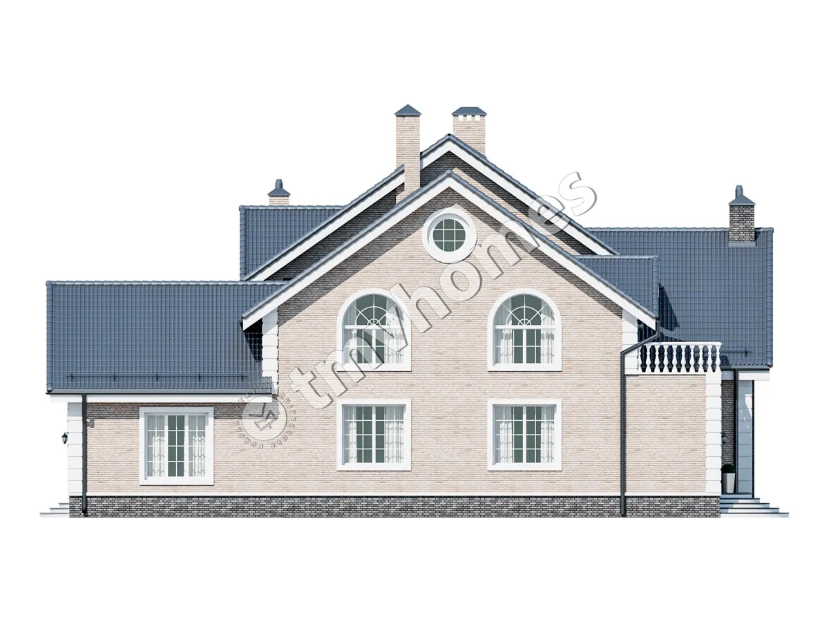 Projekt domu jednorodzinnego o pow. 483 m²: Parterowy z poddaszem użytkowym, 6 Sypialnie, Gabinet, 5 Łazienki