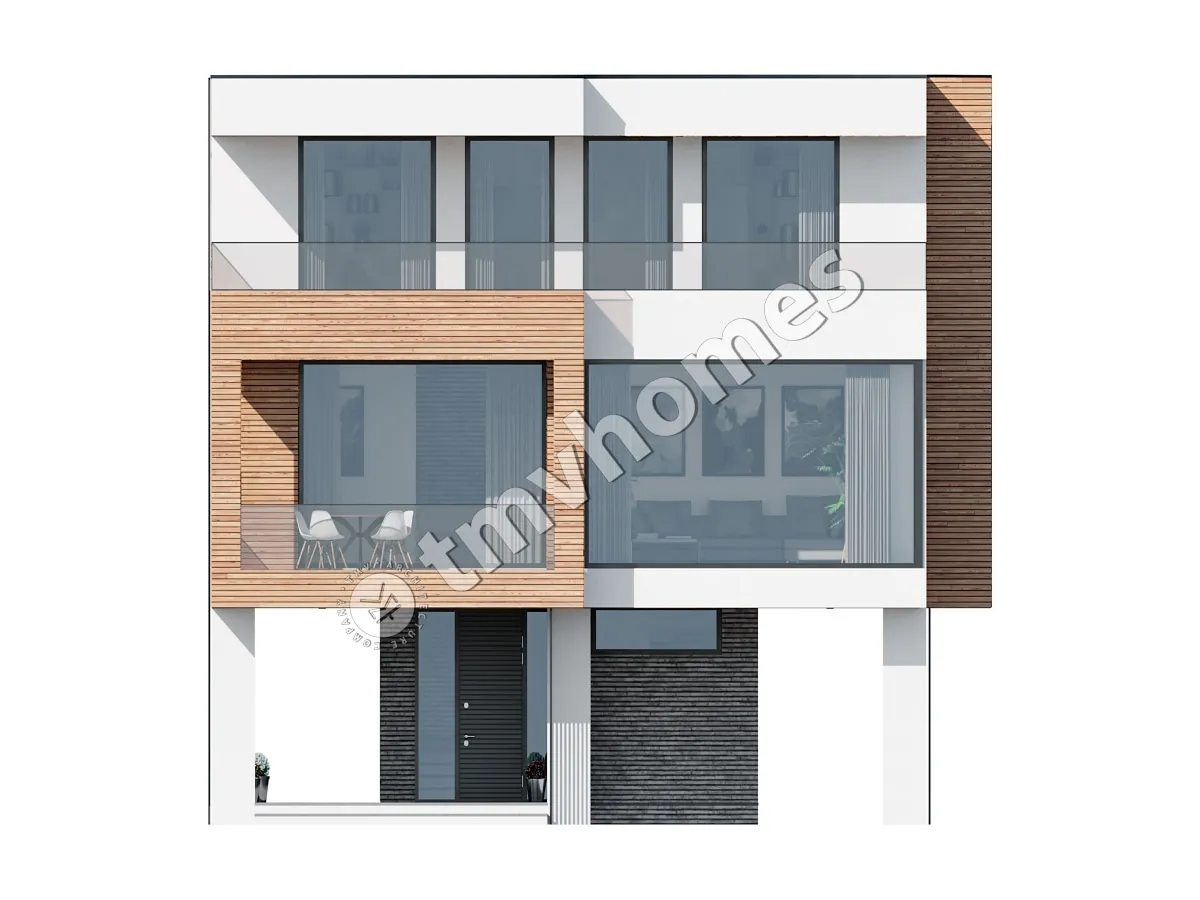Projekt domu jednorodzinnego o pow. 144 m²: Dwupiętrowy, 3 Sypialnie, 3 Łazienki, Otwarta kuchnia, Wiata
