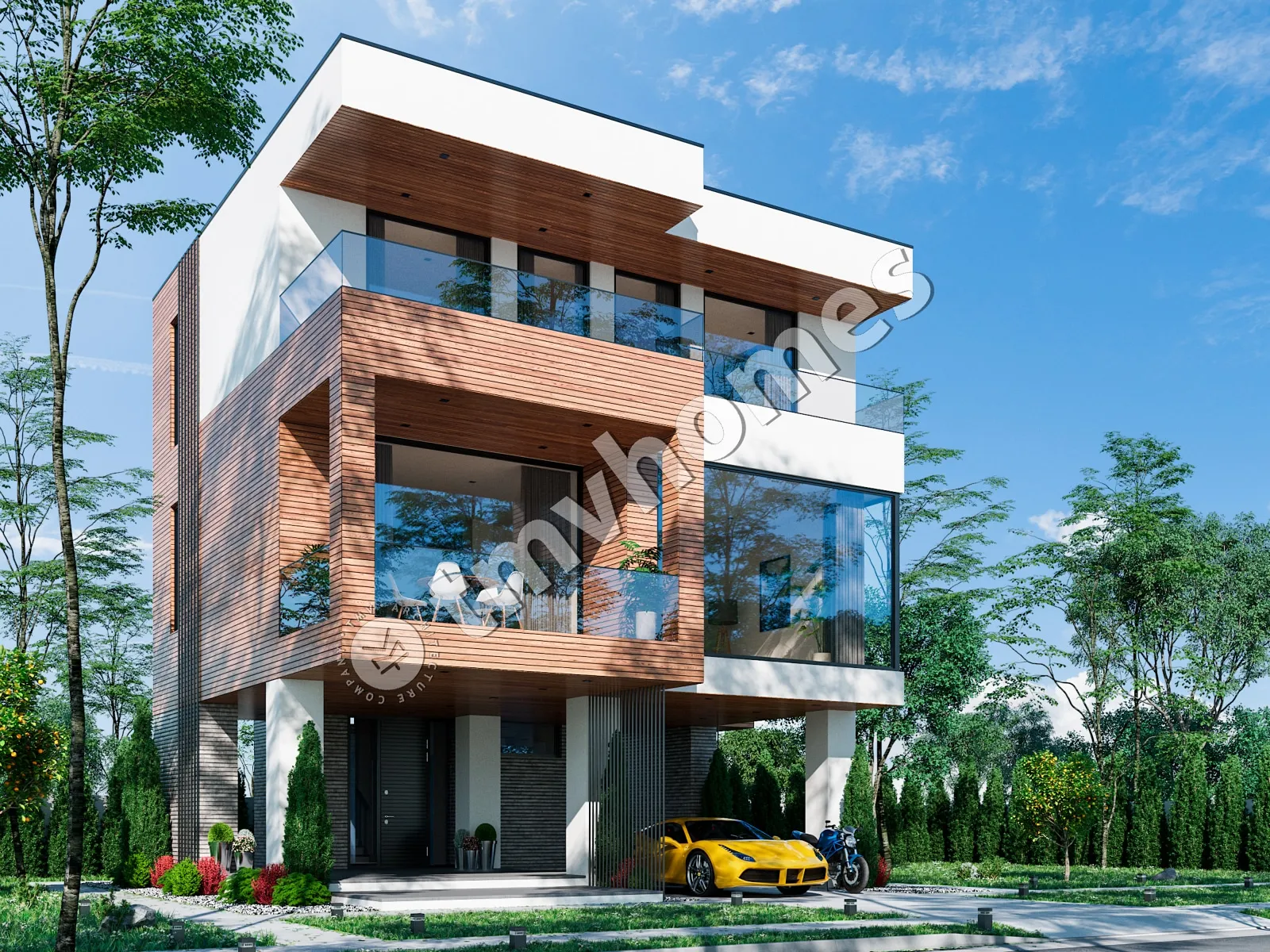 Projekt domu jednorodzinnego o pow. 144 m²: Dwupiętrowy, 3 Sypialnie, 3 Łazienki, Otwarta kuchnia, Wiata