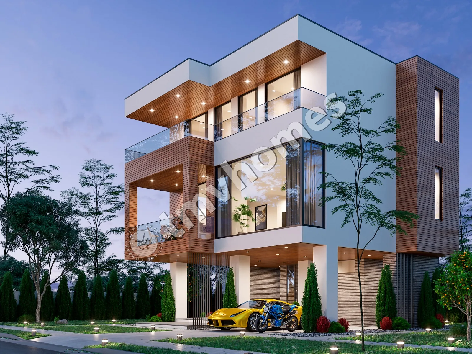 Projekt domu jednorodzinnego o pow. 144 m²: Dwupiętrowy, 3 Sypialnie, 3 Łazienki, Otwarta kuchnia, Wiata