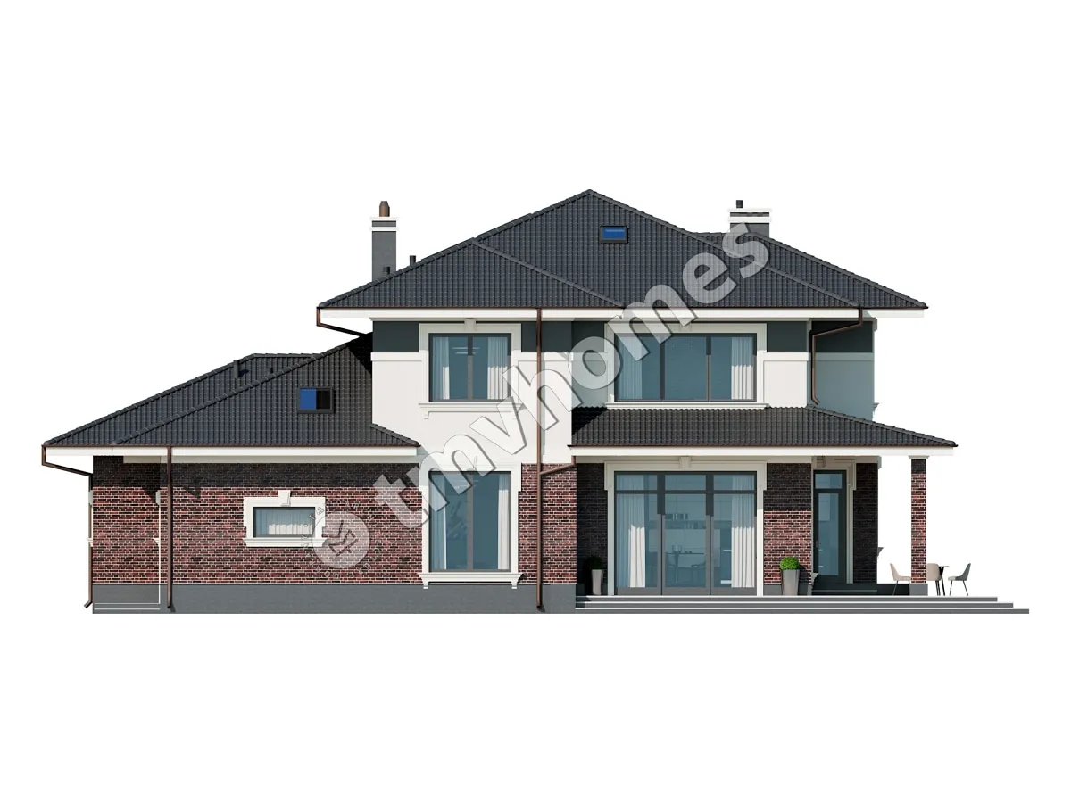 Projekt domu jednorodzinnego o pow. 436 m²: Piętrowy, 5 Sypialnie, 3 Łazienki, Otwarta kuchnia, Garaż