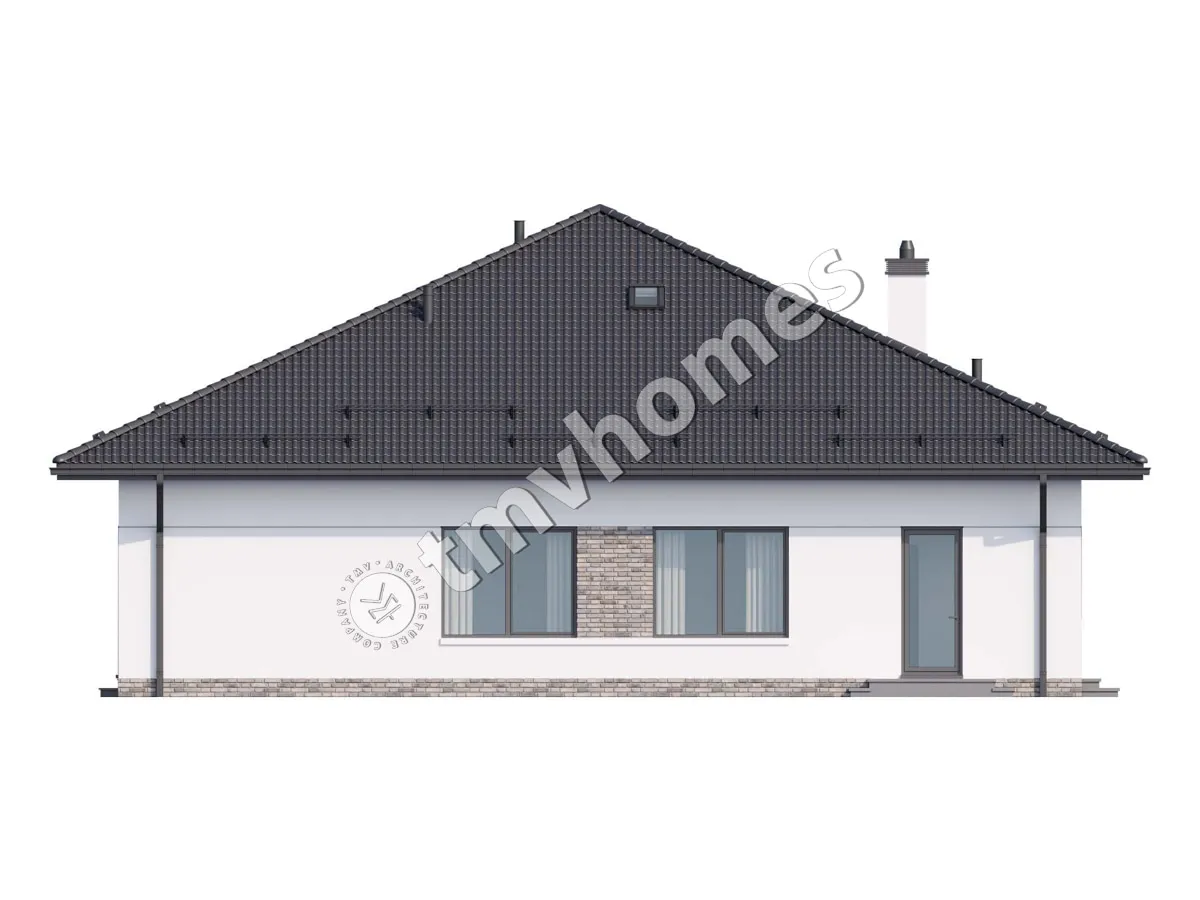 Projekt domu jednorodzinnego o pow. 182 m²: Parterowy, 2 Sypialnie, Gabinet, 2 Łazienki, Otwarta kuchnia