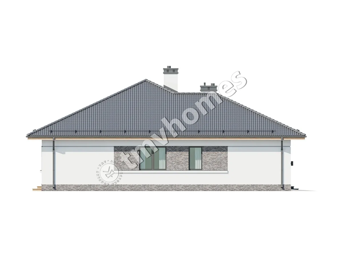 Projekt domu jednorodzinnego o pow. 191 m²: Parterowy, 3 Sypialnie, 2 Łazienki, Otwarta kuchnia, Garaż