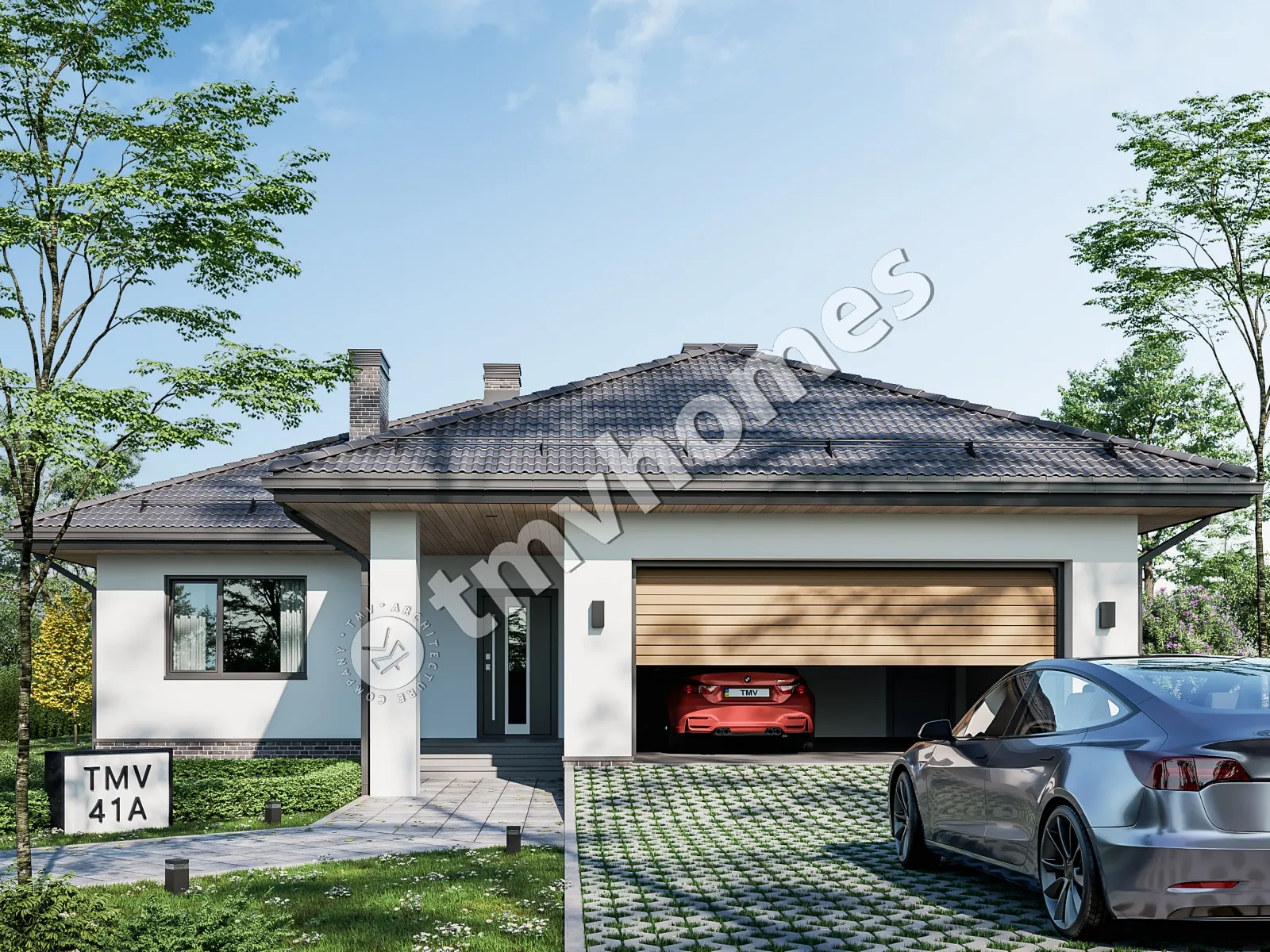 Projekt domu jednorodzinnego o pow. 136 m²: Parterowy, 3 Sypialnie, 2 Łazienki, Otwarta kuchnia, Garaż
