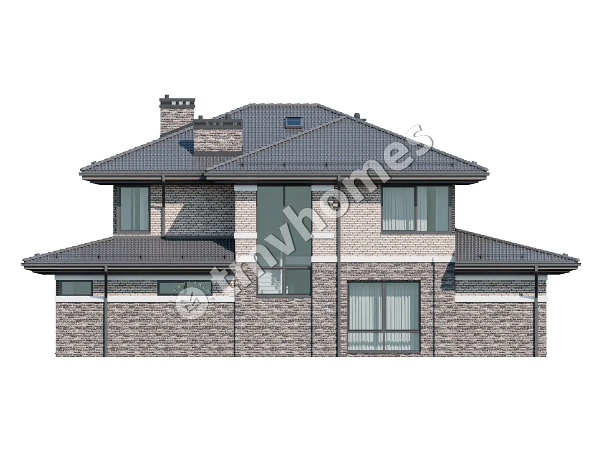 Projekt domu jednorodzinnego o pow. 256 m²: Piętrowy, 4 Sypialnie, Gabinet, 3 Łazienki, Otwarta kuchnia