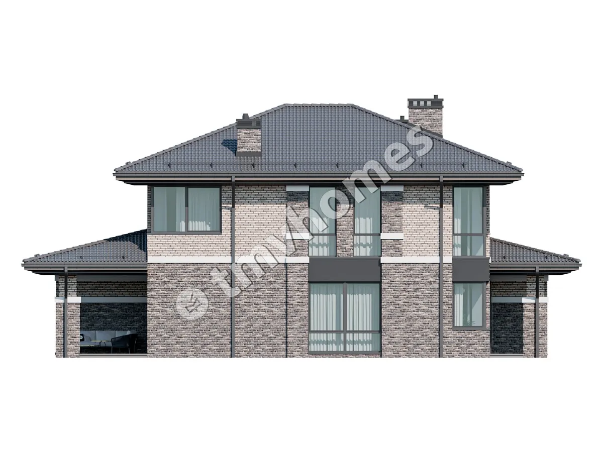 Projekt domu jednorodzinnego o pow. 256 m²: Piętrowy, 4 Sypialnie, Gabinet, 3 Łazienki, Otwarta kuchnia