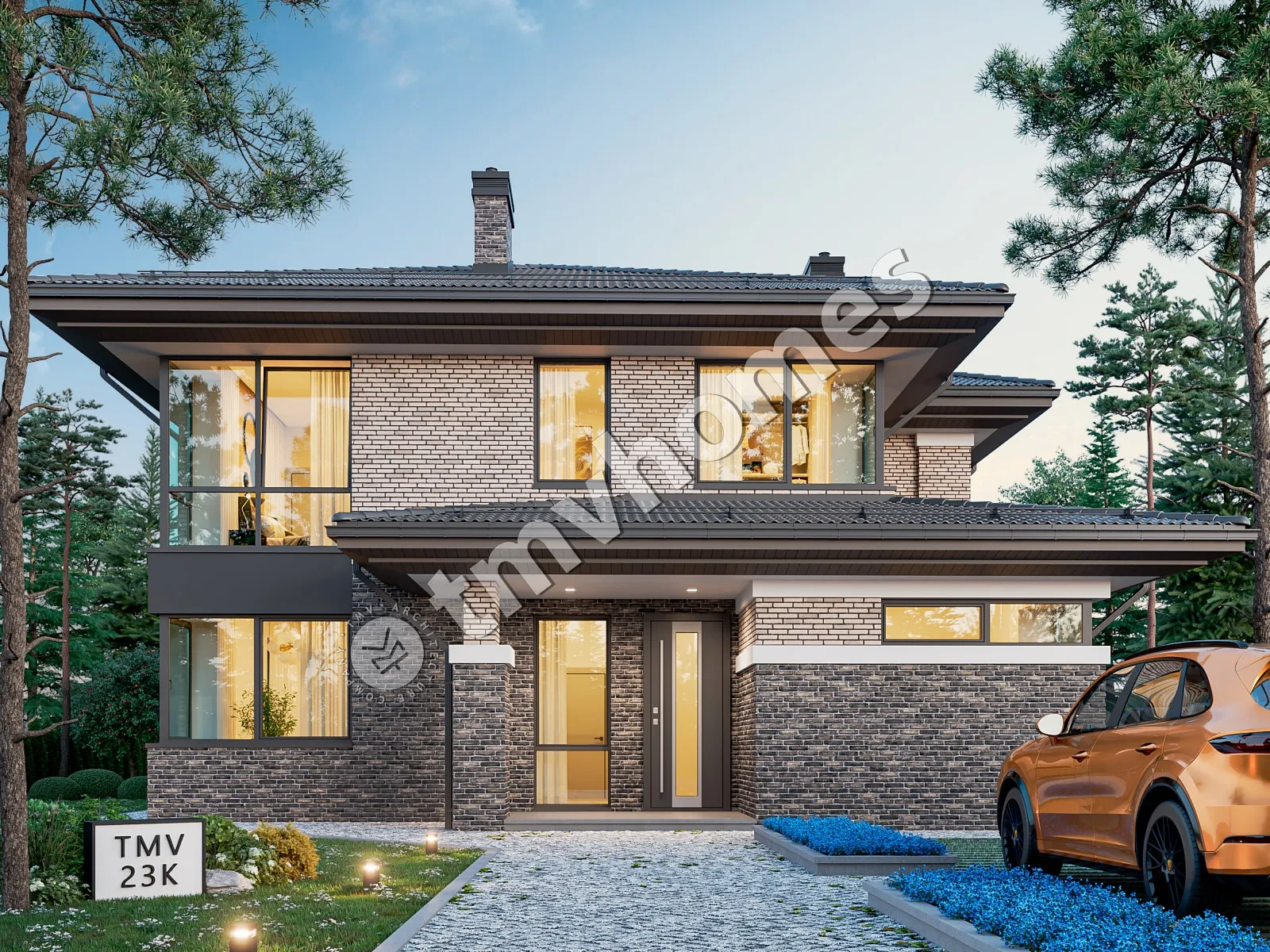Projekt domu jednorodzinnego o pow. 256 m²: Piętrowy, 4 Sypialnie, Gabinet, 3 Łazienki, Otwarta kuchnia