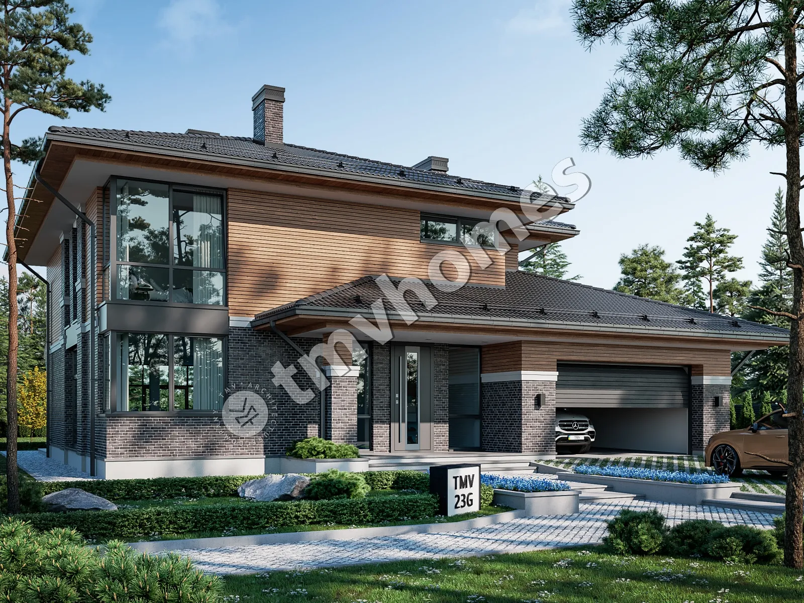 Projekt domu jednorodzinnego o pow. 288 m²: Piętrowy, 4 Sypialnie, 3 Łazienki, Garaż