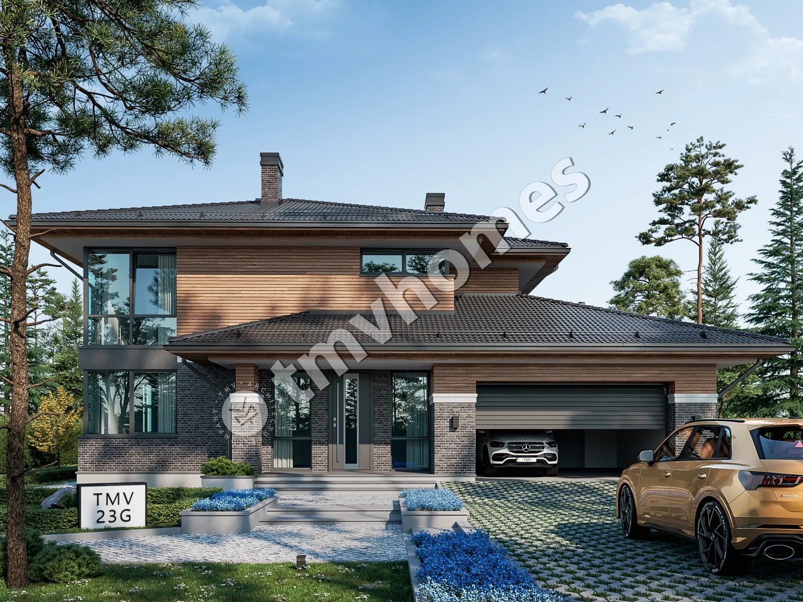 Projekt domu jednorodzinnego o pow. 288 m²: Piętrowy, 4 Sypialnie, 3 Łazienki, Garaż