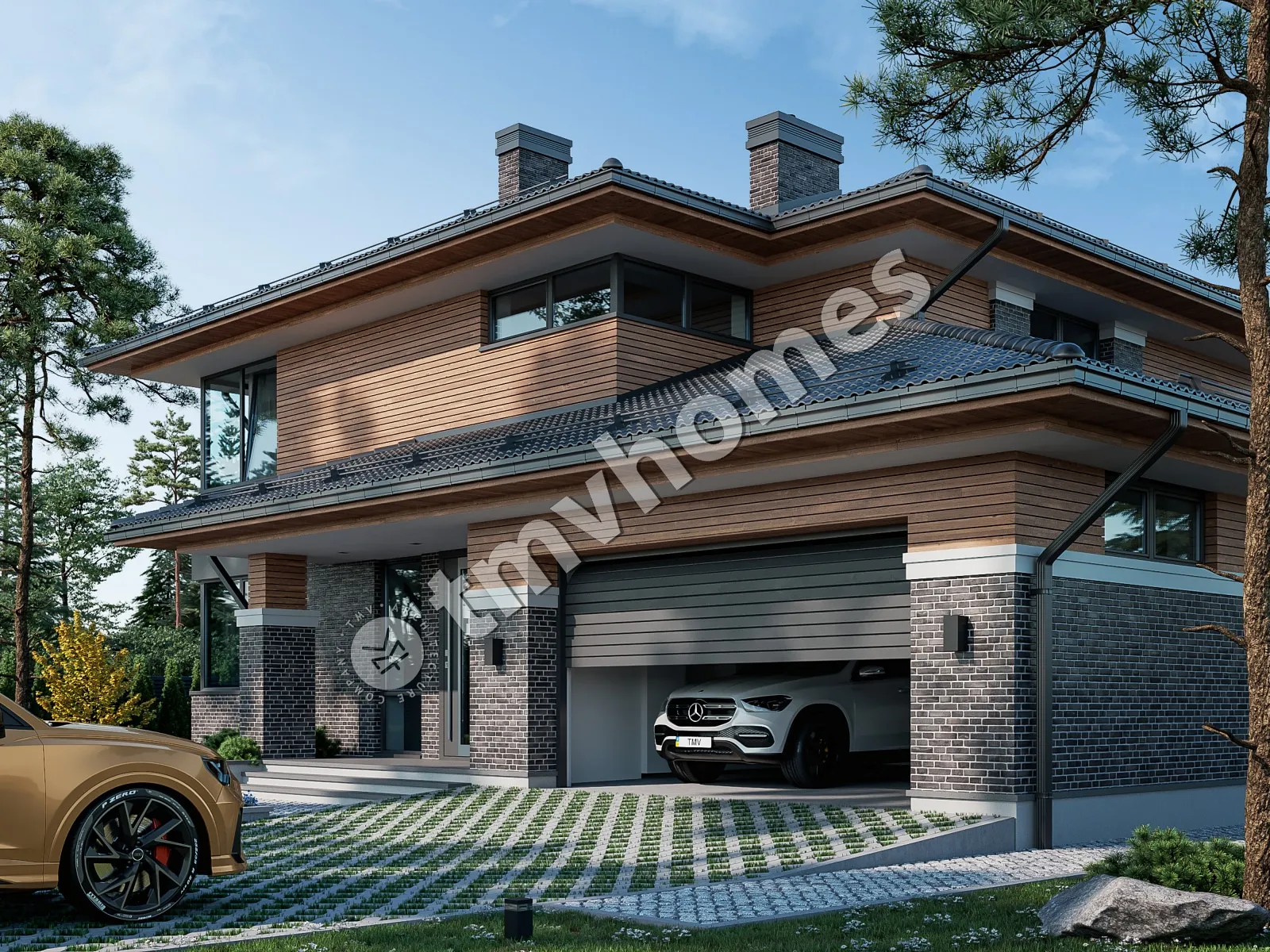 Projekt domu jednorodzinnego o pow. 288 m²: Piętrowy, 4 Sypialnie, 3 Łazienki, Garaż