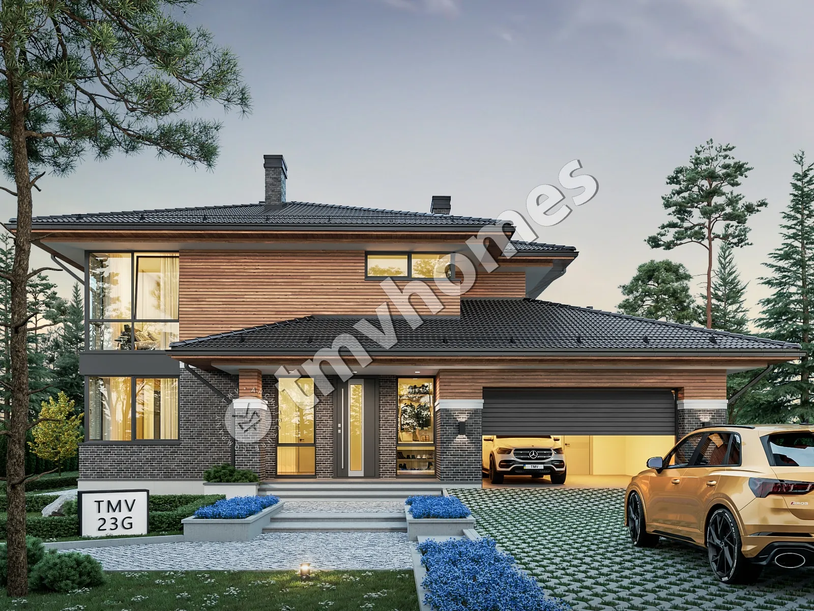 Projekt domu jednorodzinnego o pow. 288 m²: Piętrowy, 4 Sypialnie, 3 Łazienki, Garaż