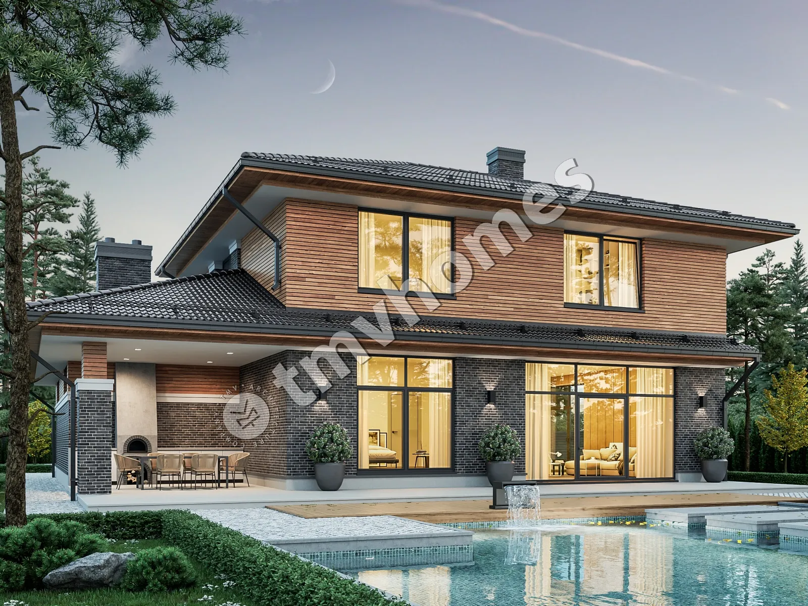 Projekt domu jednorodzinnego o pow. 288 m²: Piętrowy, 4 Sypialnie, 3 Łazienki, Garaż