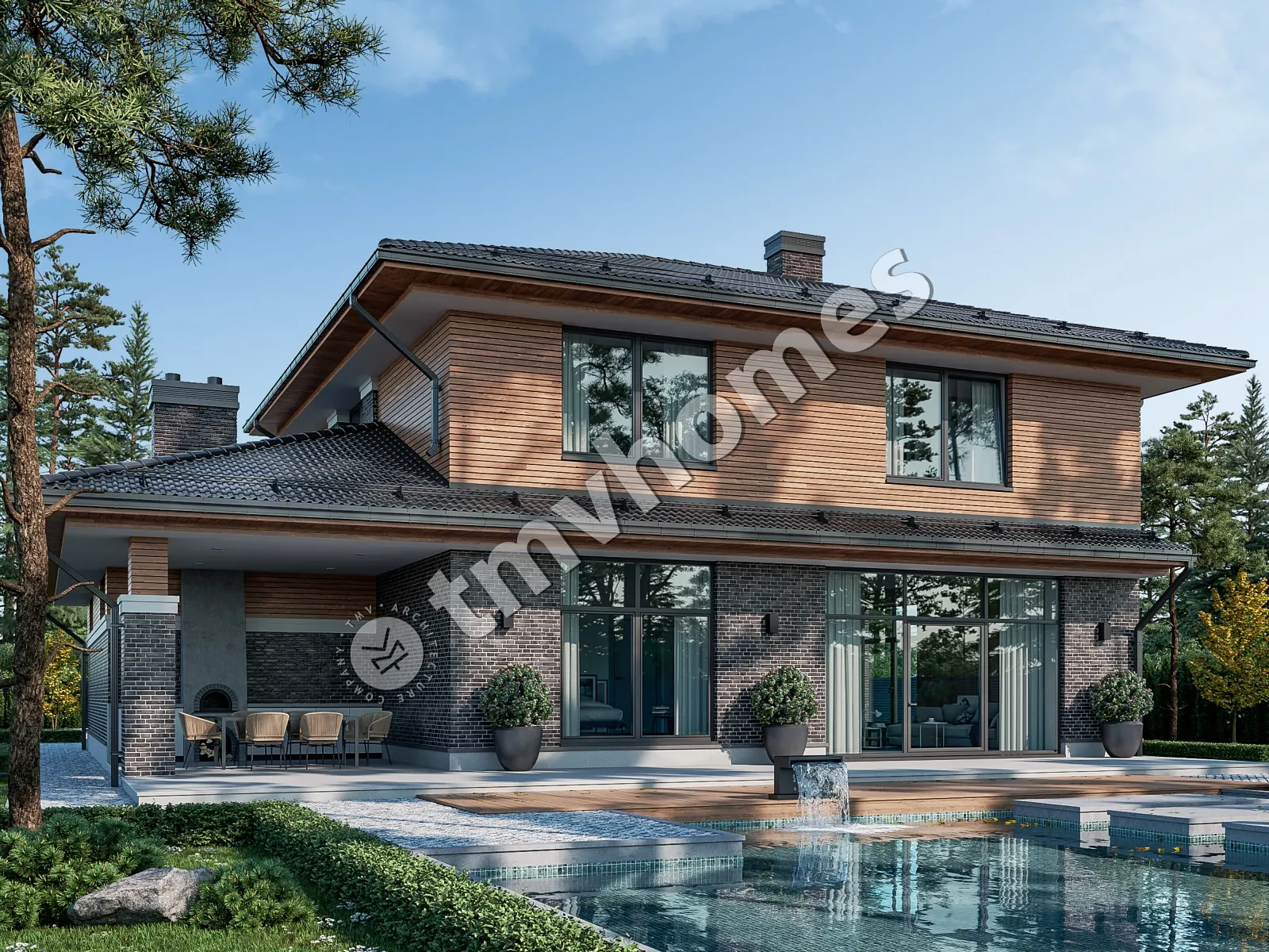 Projekt domu jednorodzinnego o pow. 288 m²: Piętrowy, 4 Sypialnie, 3 Łazienki, Garaż