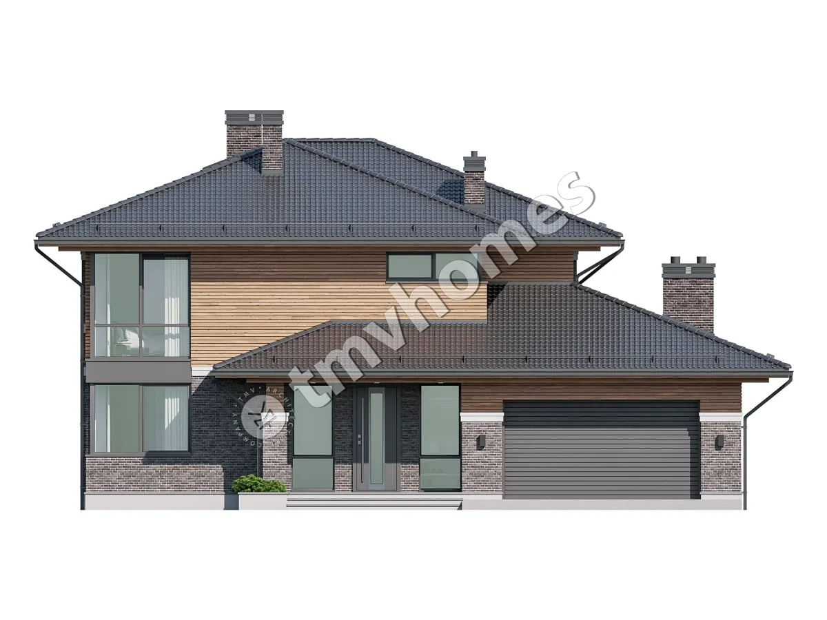 Projekt domu jednorodzinnego o pow. 288 m²: Piętrowy, 4 Sypialnie, 3 Łazienki, Garaż