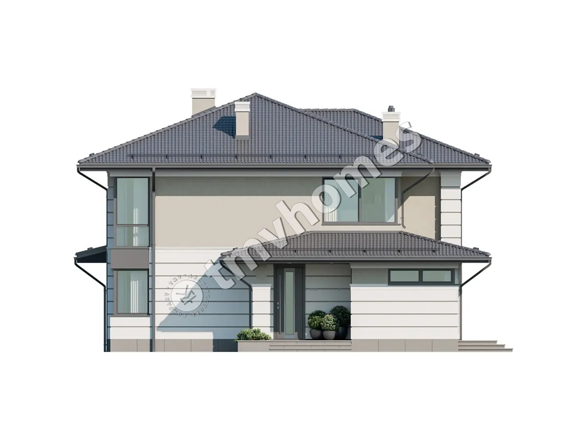 Projekt domu jednorodzinnego o pow. 279 m²: Piętrowy, 4 Sypialnie, Gabinet, 3 Łazienki, Otwarta kuchnia