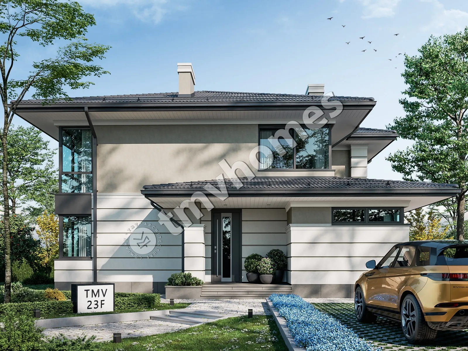 Projekt domu jednorodzinnego o pow. 279 m²: Piętrowy, 4 Sypialnie, Gabinet, 3 Łazienki, Otwarta kuchnia