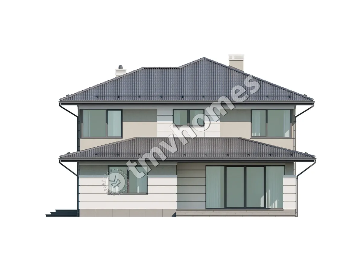 Projekt domu jednorodzinnego o pow. 279 m²: Piętrowy, 4 Sypialnie, Gabinet, 3 Łazienki, Otwarta kuchnia