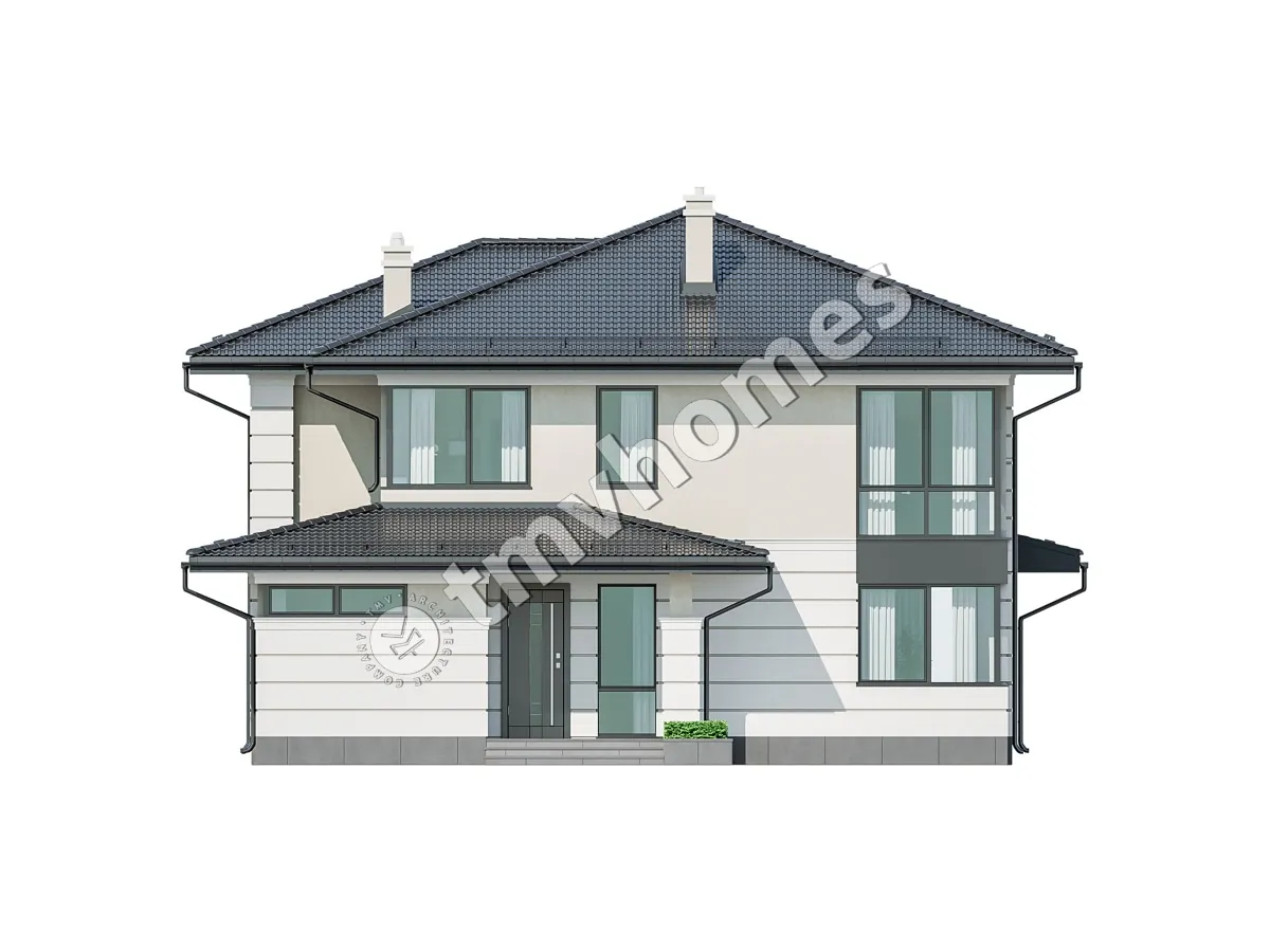 Projekt domu jednorodzinnego o pow. 281 m²: Piętrowy, 4 Sypialnie, Gabinet, 3 Łazienki, Otwarta kuchnia