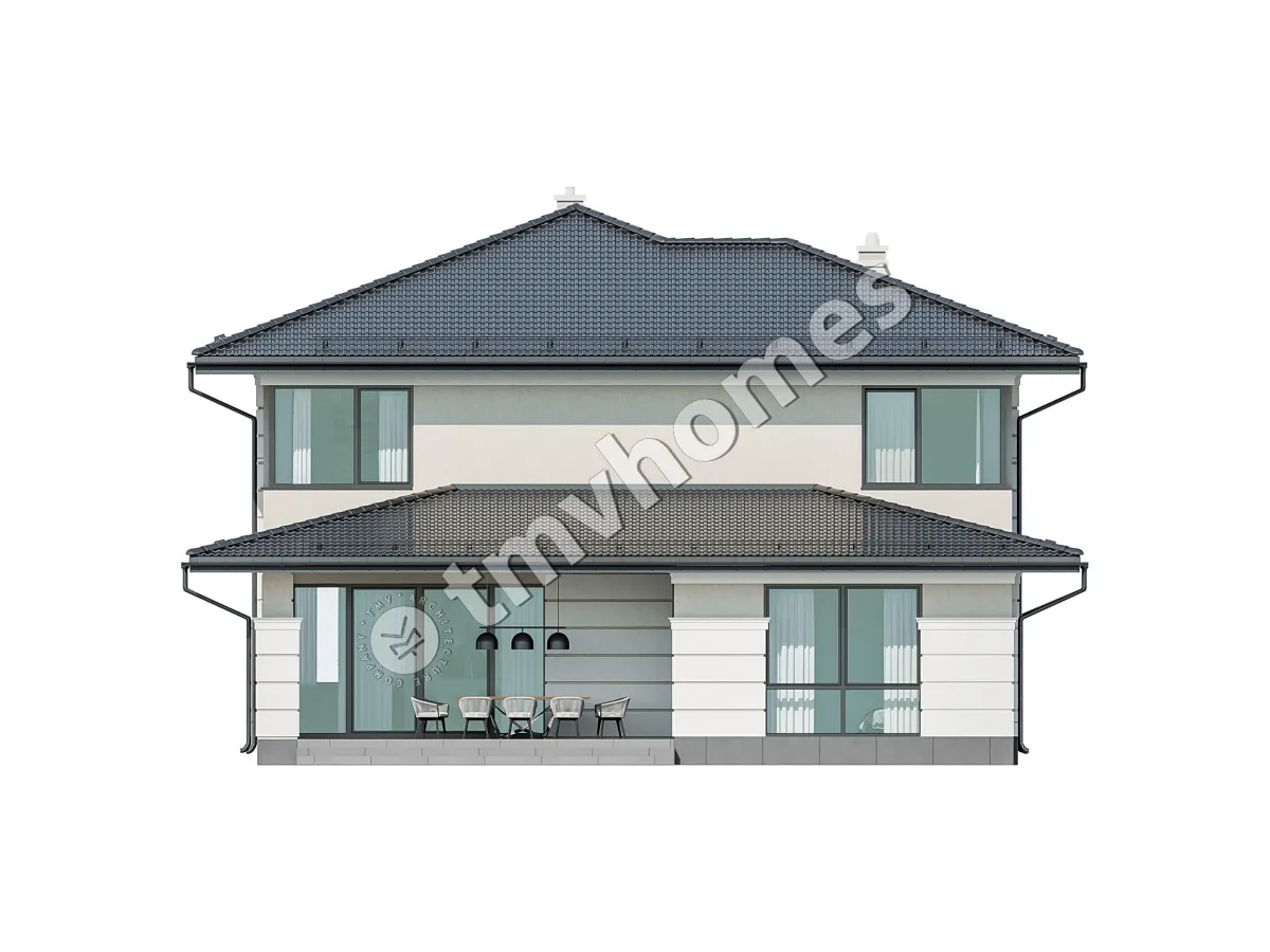 Projekt domu jednorodzinnego o pow. 281 m²: Piętrowy, 4 Sypialnie, Gabinet, 3 Łazienki, Otwarta kuchnia