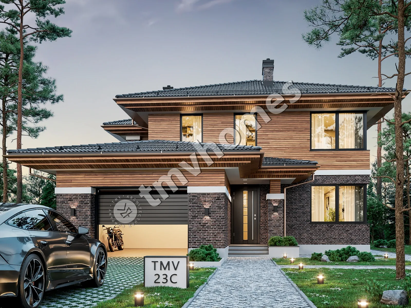 Projekt domu jednorodzinnego o pow. 298 m²: Piętrowy, 4 Sypialnie, 4 Łazienki, Otwarta kuchnia, Garaż