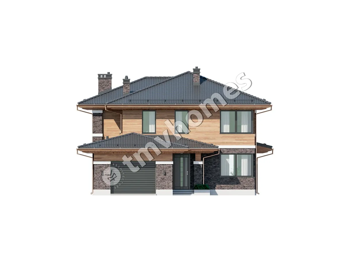 Projekt domu jednorodzinnego o pow. 298 m²: Piętrowy, 4 Sypialnie, 4 Łazienki, Otwarta kuchnia, Garaż
