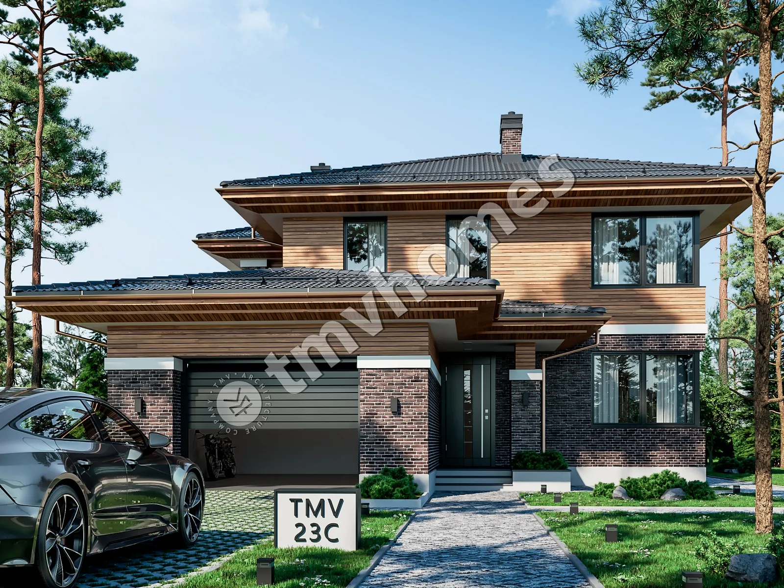 Projekt domu jednorodzinnego o pow. 298 m²: Piętrowy, 4 Sypialnie, 4 Łazienki, Otwarta kuchnia, Garaż