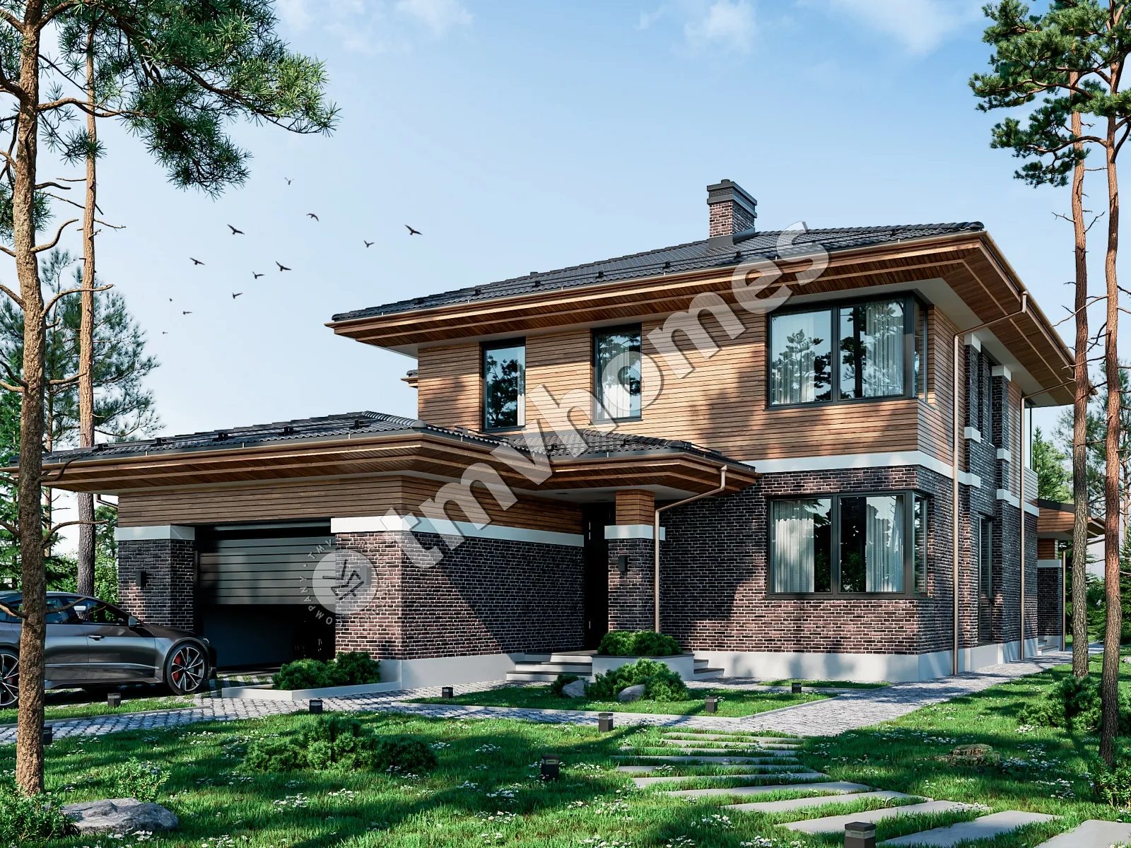 Projekt domu jednorodzinnego o pow. 298 m²: Piętrowy, 4 Sypialnie, 4 Łazienki, Otwarta kuchnia, Garaż