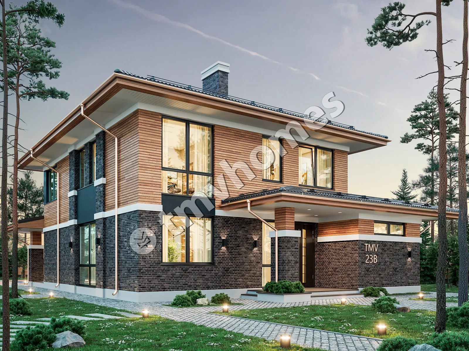 Projekt domu jednorodzinnego o pow. 256 m²: Piętrowy, 4 Sypialnie, Gabinet, 3 Łazienki, Otwarta kuchnia