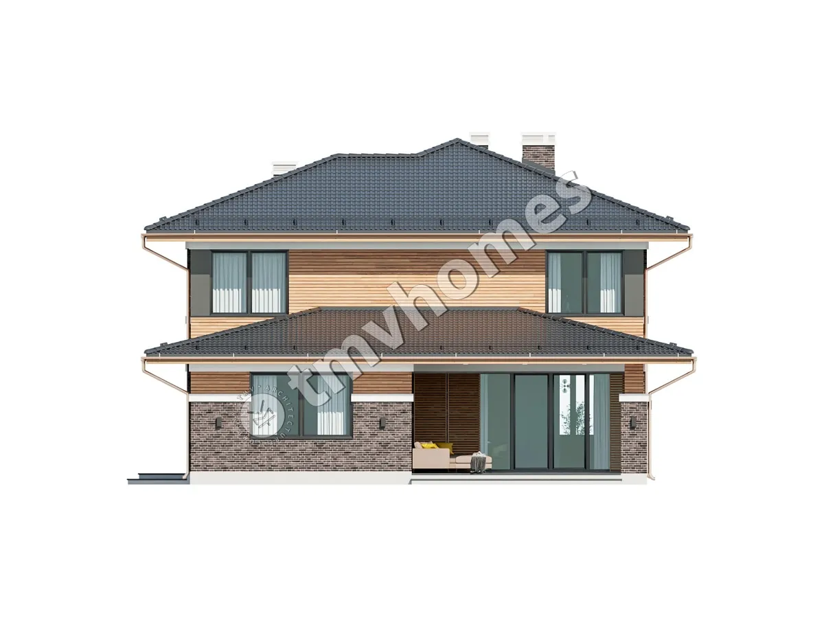 Projekt domu jednorodzinnego o pow. 256 m²: Piętrowy, 4 Sypialnie, Gabinet, 3 Łazienki, Otwarta kuchnia