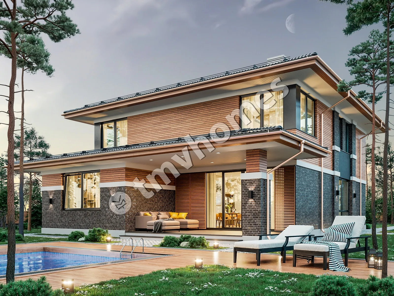 Projekt domu jednorodzinnego o pow. 256 m²: Piętrowy, 4 Sypialnie, Gabinet, 3 Łazienki, Otwarta kuchnia