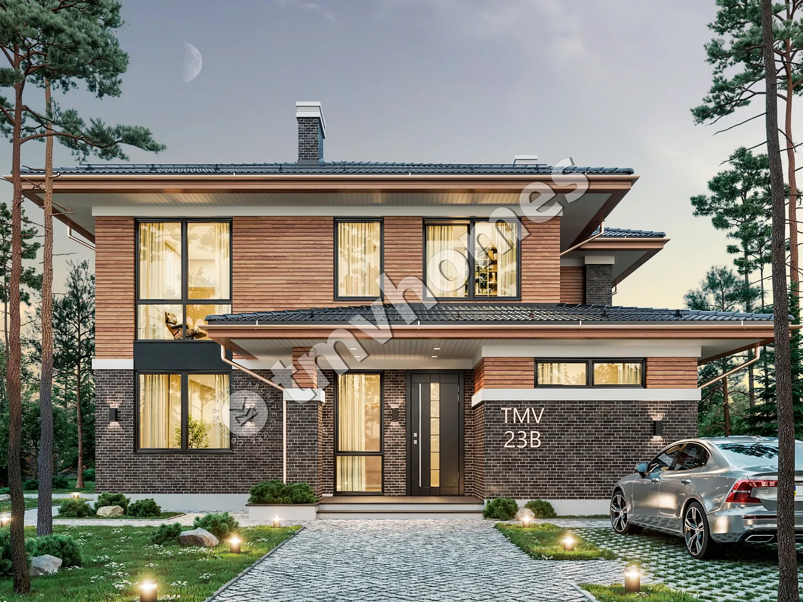 Projekt domu jednorodzinnego o pow. 256 m²: Piętrowy, 4 Sypialnie, Gabinet, 3 Łazienki, Otwarta kuchnia