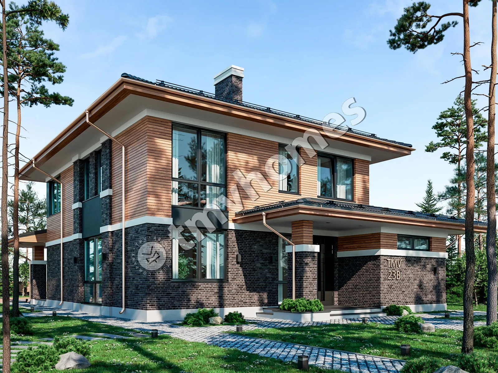 Projekt domu jednorodzinnego o pow. 256 m²: Piętrowy, 4 Sypialnie, Gabinet, 3 Łazienki, Otwarta kuchnia