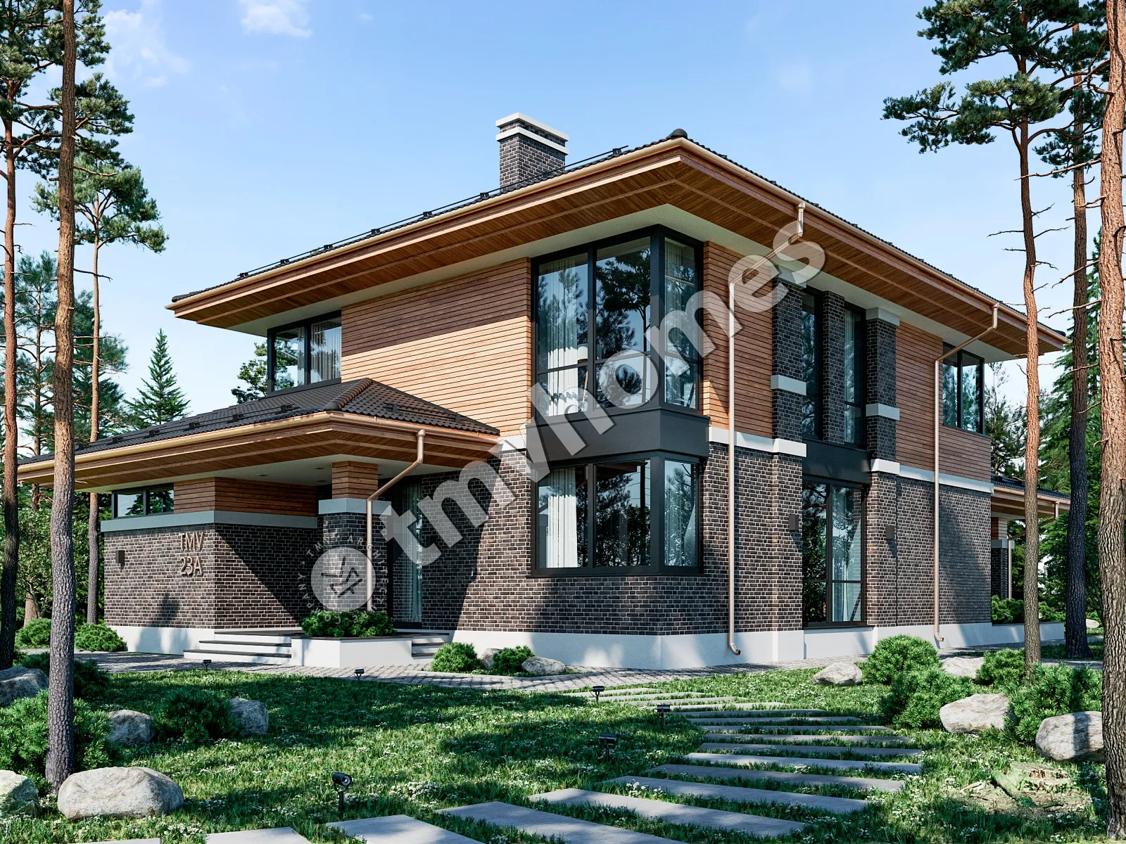Projekt domu jednorodzinnego o pow. 243 m²: Piętrowy, 4 Sypialnie, 3 Łazienki, Otwarta kuchnia