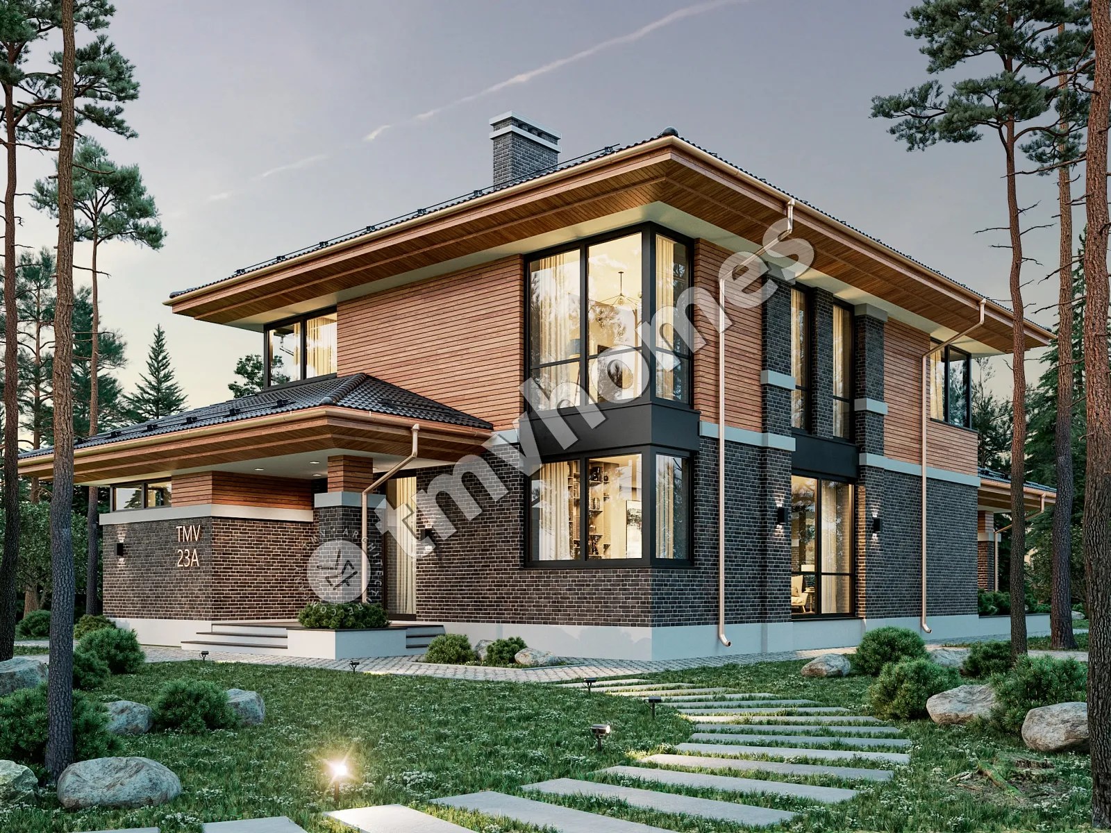 Projekt domu jednorodzinnego o pow. 243 m²: Piętrowy, 4 Sypialnie, 3 Łazienki, Otwarta kuchnia