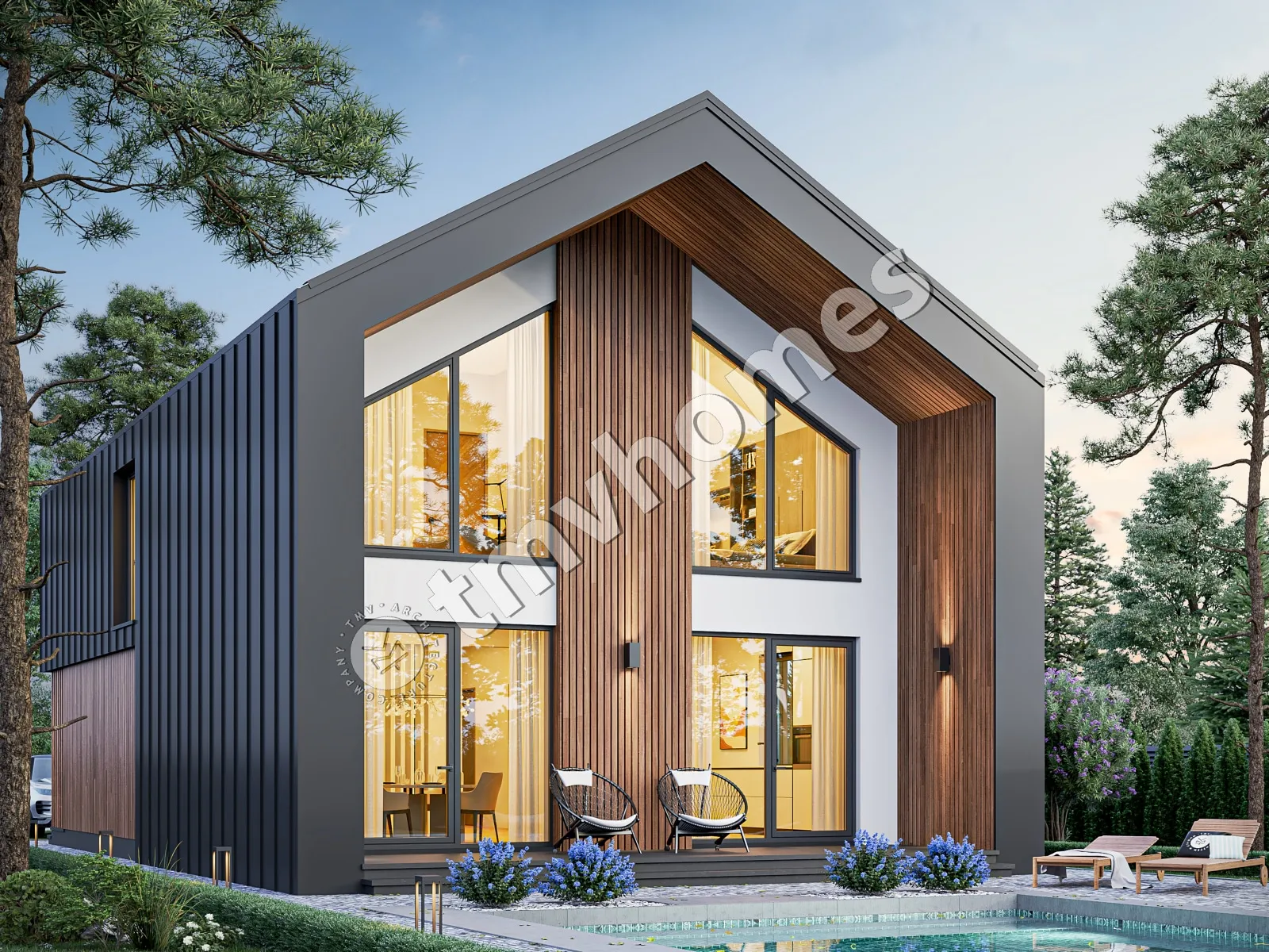 Projekt domu jednorodzinnego o pow. 172 m²: Parterowy z poddaszem użytkowym, 4 Sypialnie, 3 Łazienki, Otwarta kuchnia