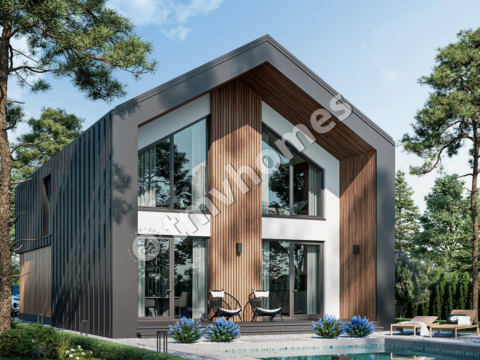 Projekt domu jednorodzinnego o pow. 172 m²: Parterowy z poddaszem użytkowym, 4 Sypialnie, 3 Łazienki, Otwarta kuchnia