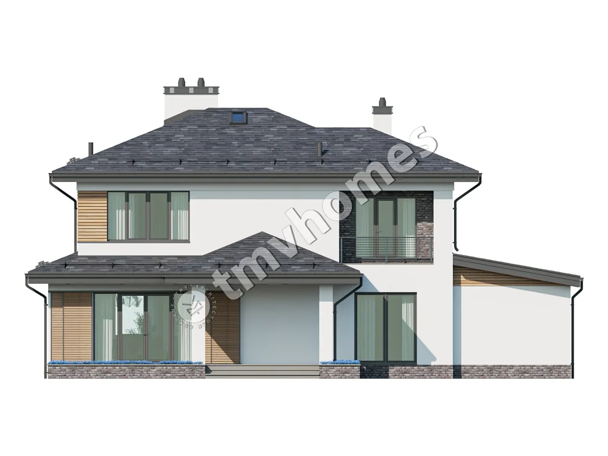 Projekt domu jednorodzinnego o pow. 177 m²: Piętrowy, 3 Sypialnie, 3 Łazienki, Otwarta kuchnia, Wiata